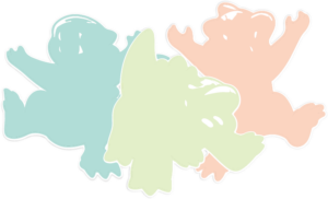 Trio of dinosaur stickers, smiling