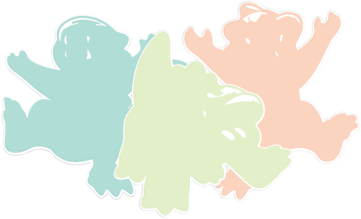 Trio of dinosaur stickers, smiling